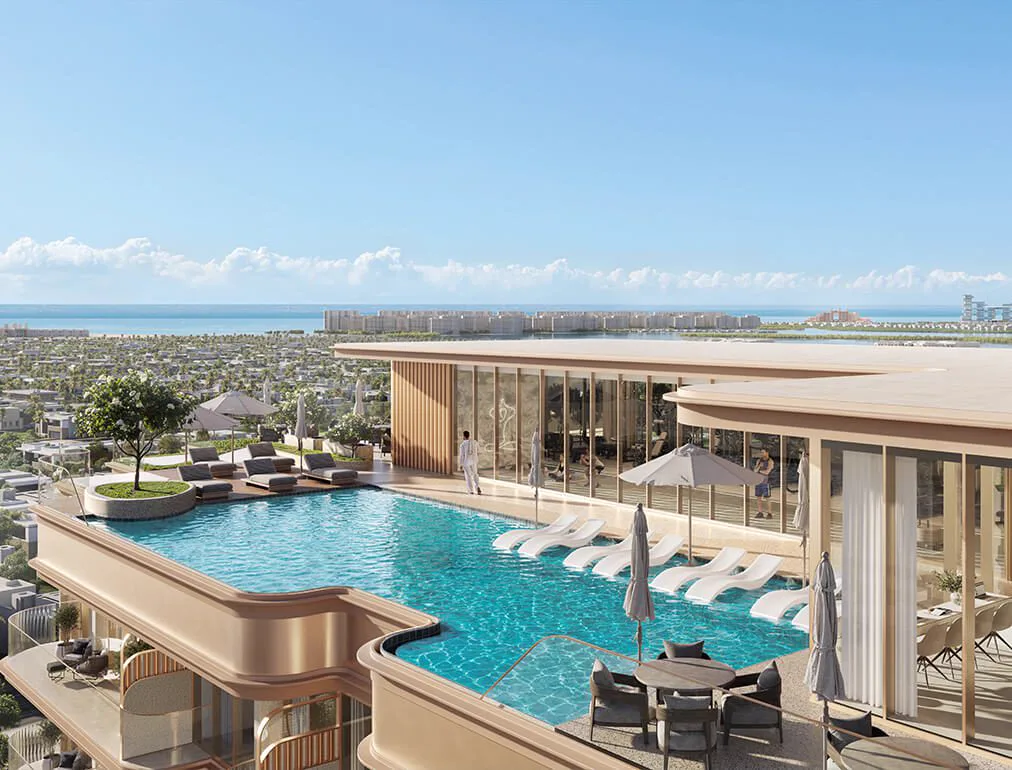 113 Residences — official rooftop infinity pool with a Palm Jumeirah skyline