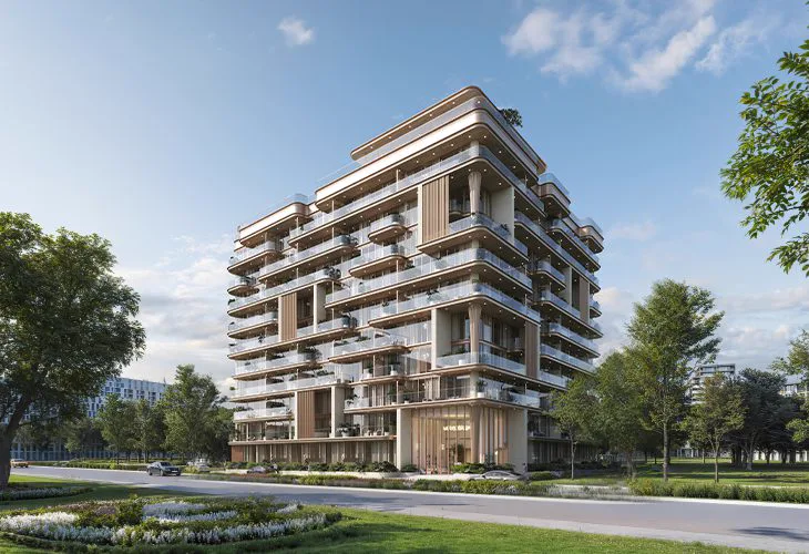 113 Residences — official street still of the labelled mid-rise from the Al Sufouh road