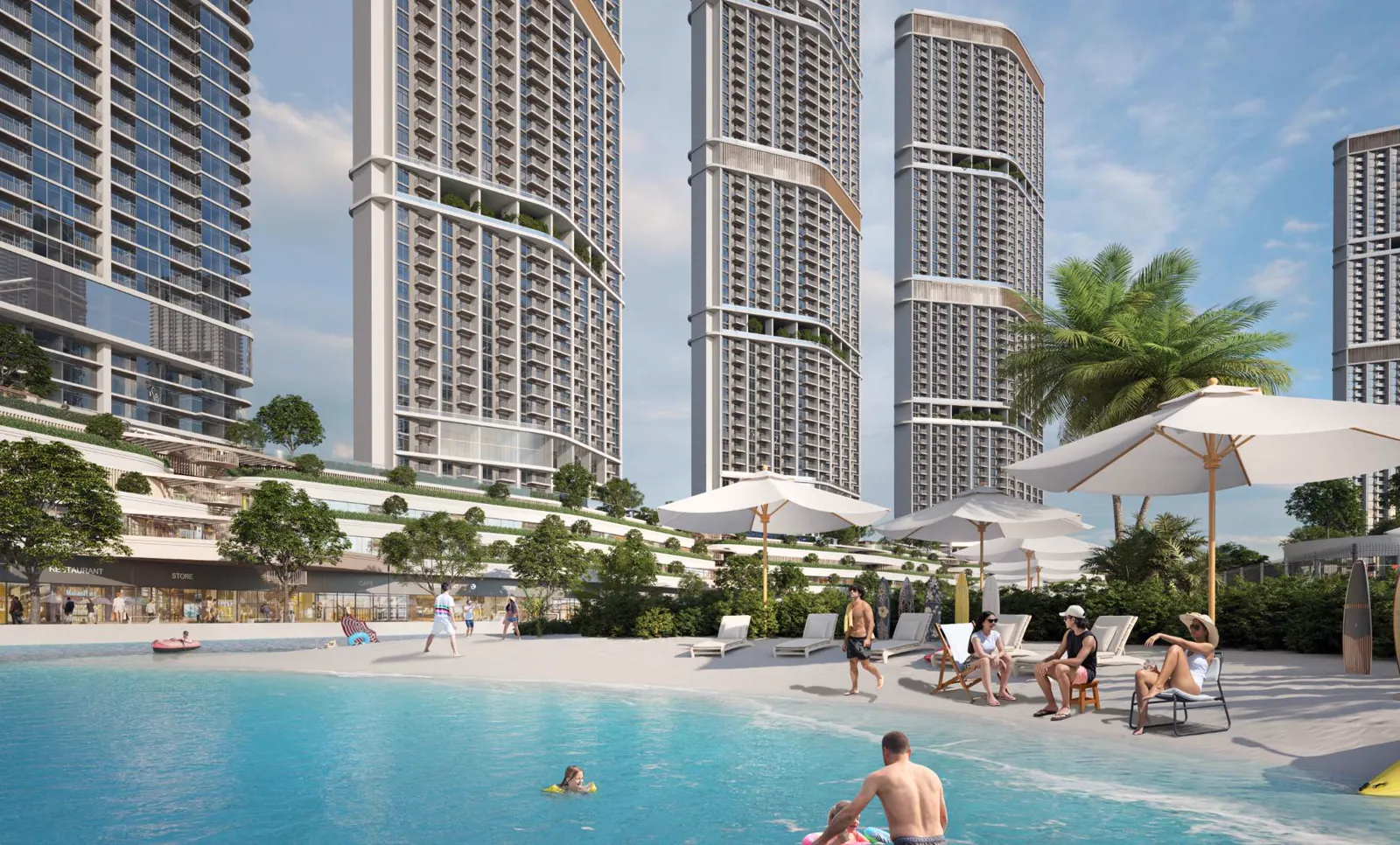 350 Riverside Crescent — beach pool amenity render