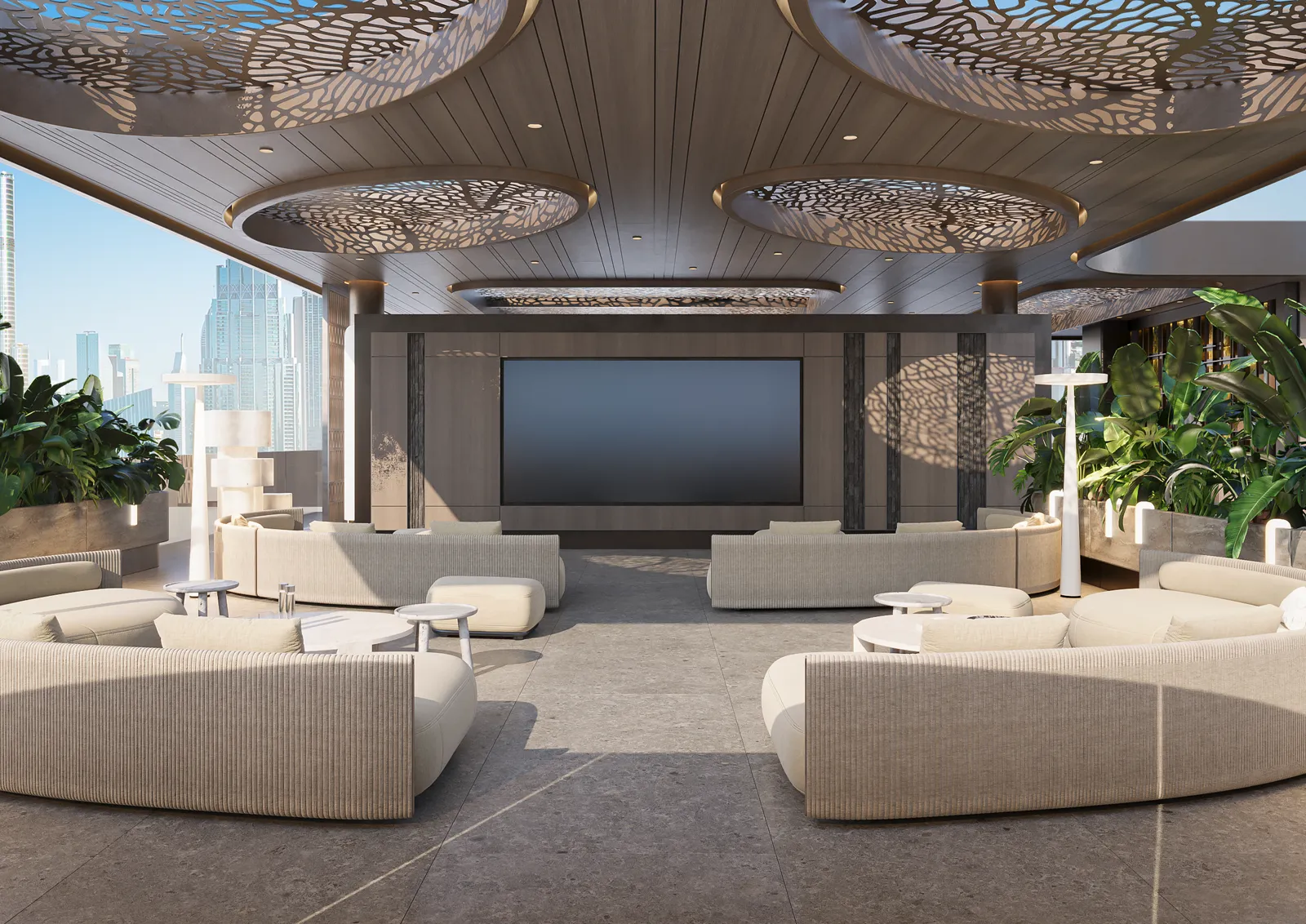 368 Park Lane — official rooftop cinema with curved sofas