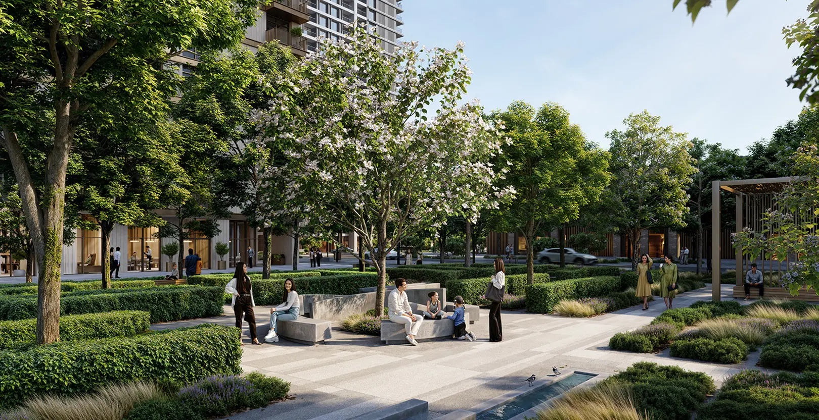 Address Residences at Dubai Creek Harbour — garden courtyard marketing still
