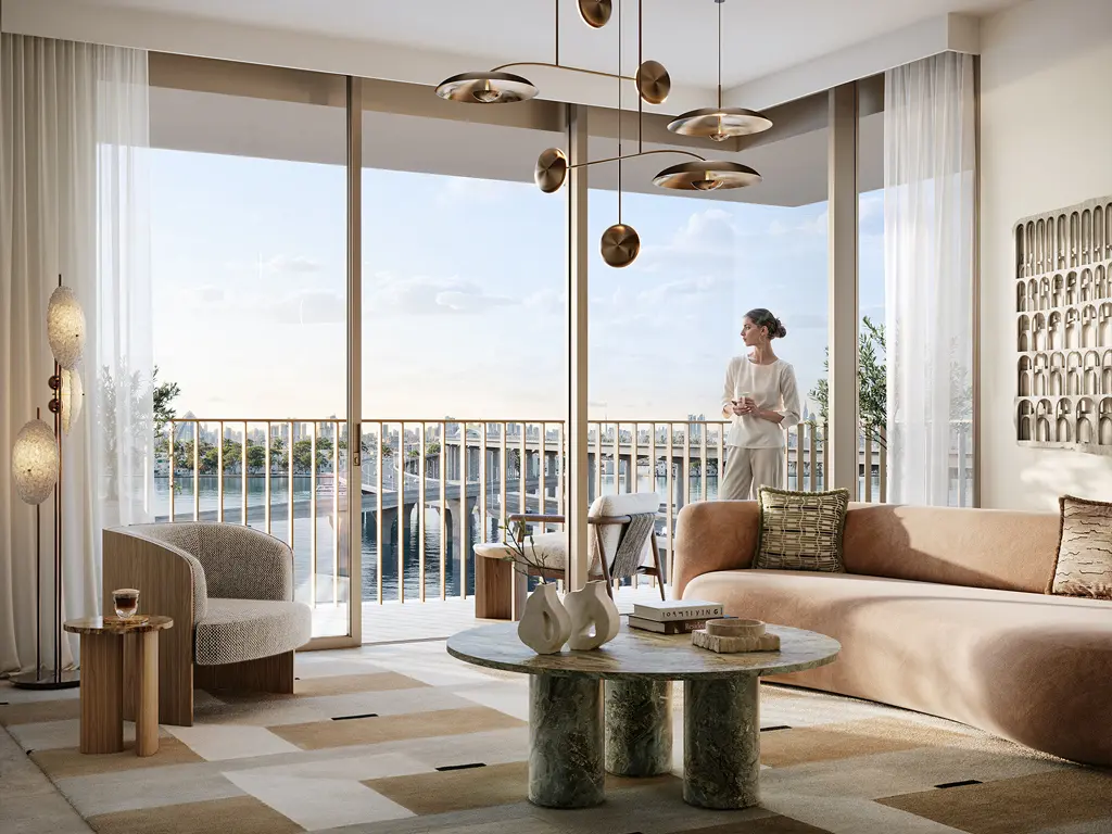 Address Residences at Dubai Creek Harbour — interior living marketing still