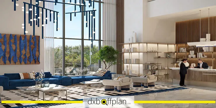 Address Residences Dubai Hills Estate — lobby lounge interior render