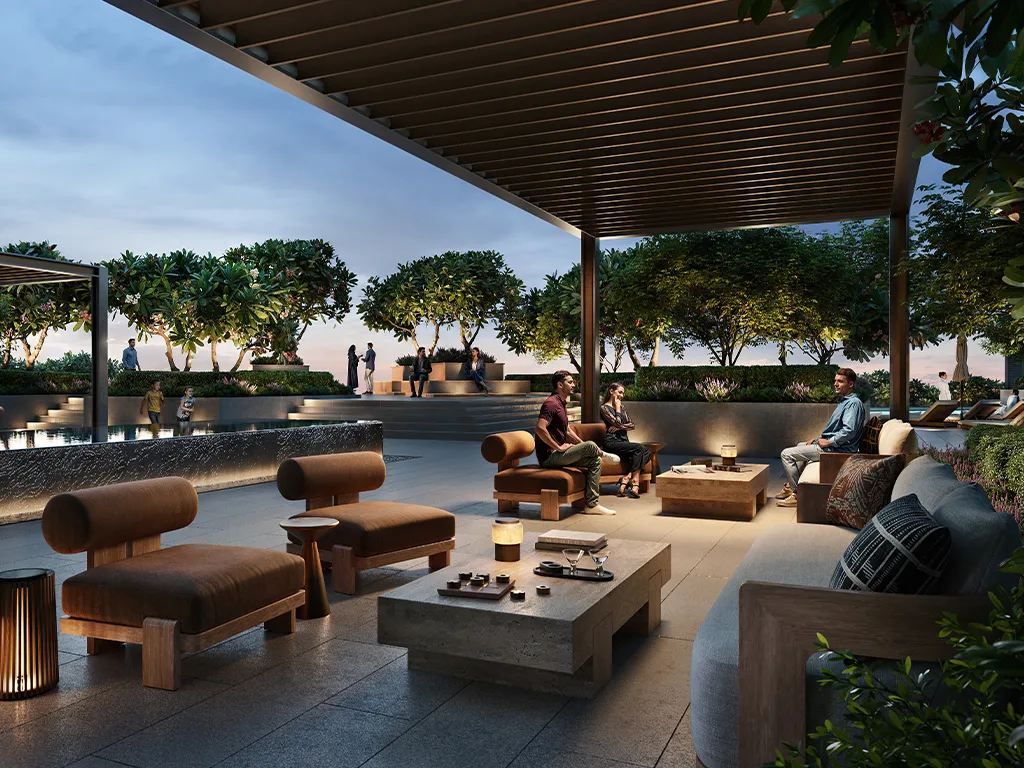 Albero — exterior evening marketing render
