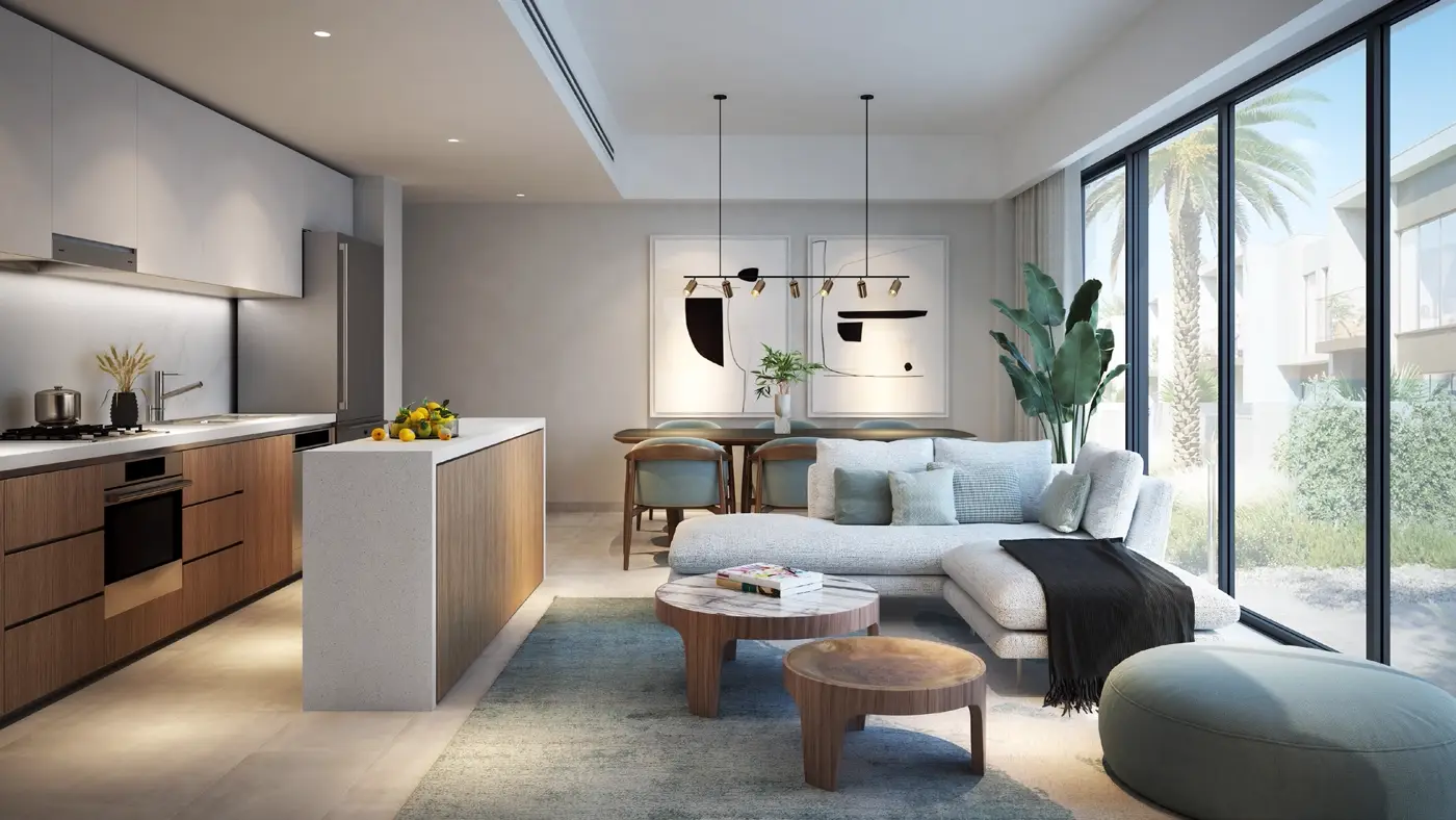 Alva 2 at The Valley — open-plan kitchen and living marketing still
