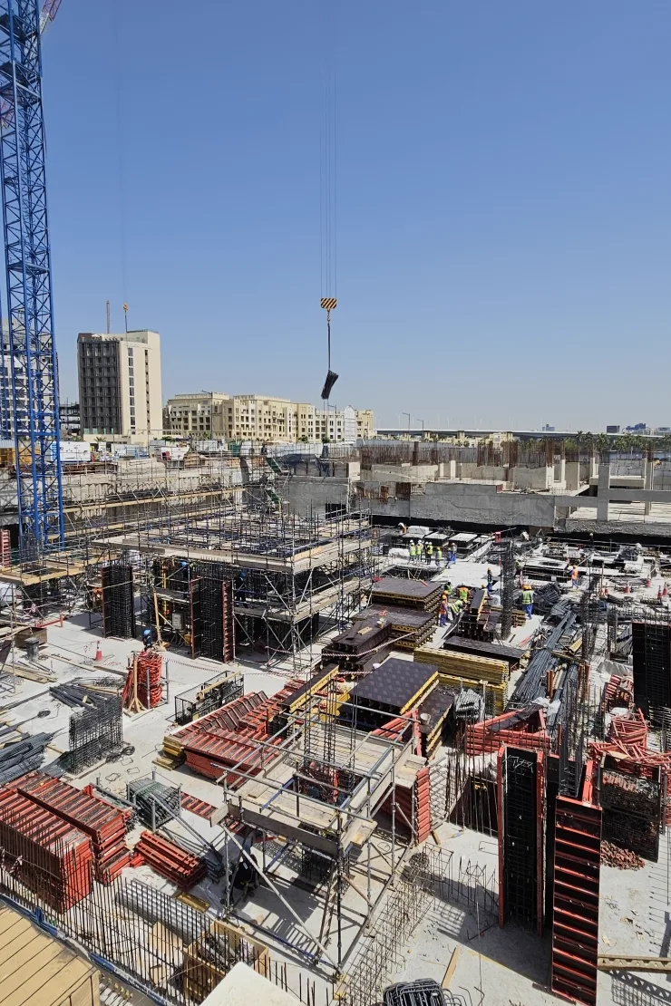 Art Bay East — Propsearch May 2026 construction photo of slab and formwork, not a finished façade