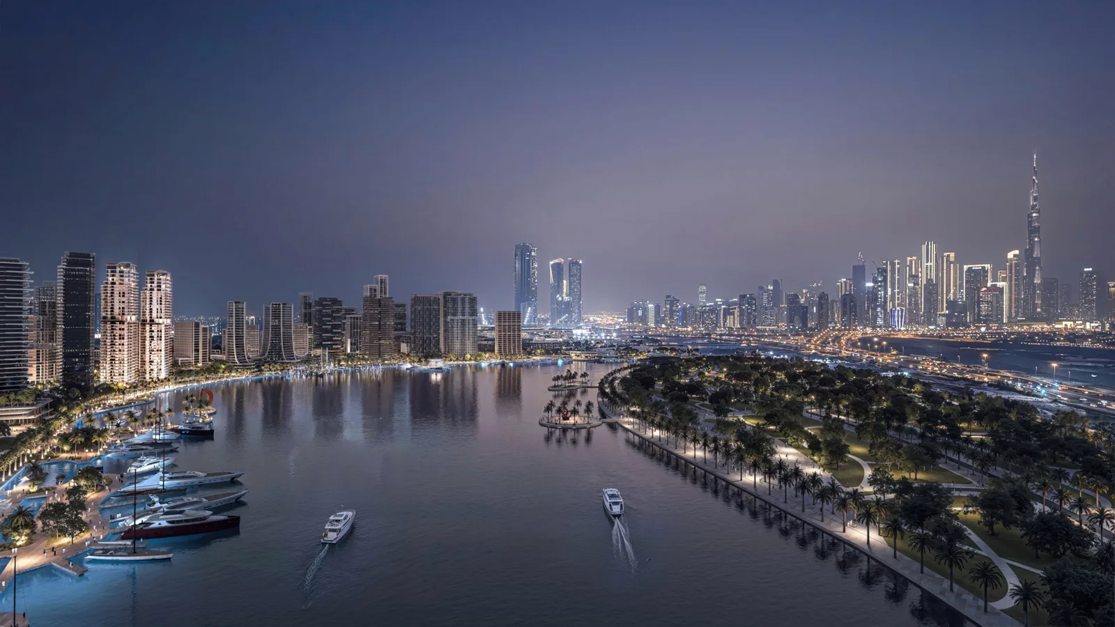 Artistry Two Residences — aerial canal-side context at Dubai Design District