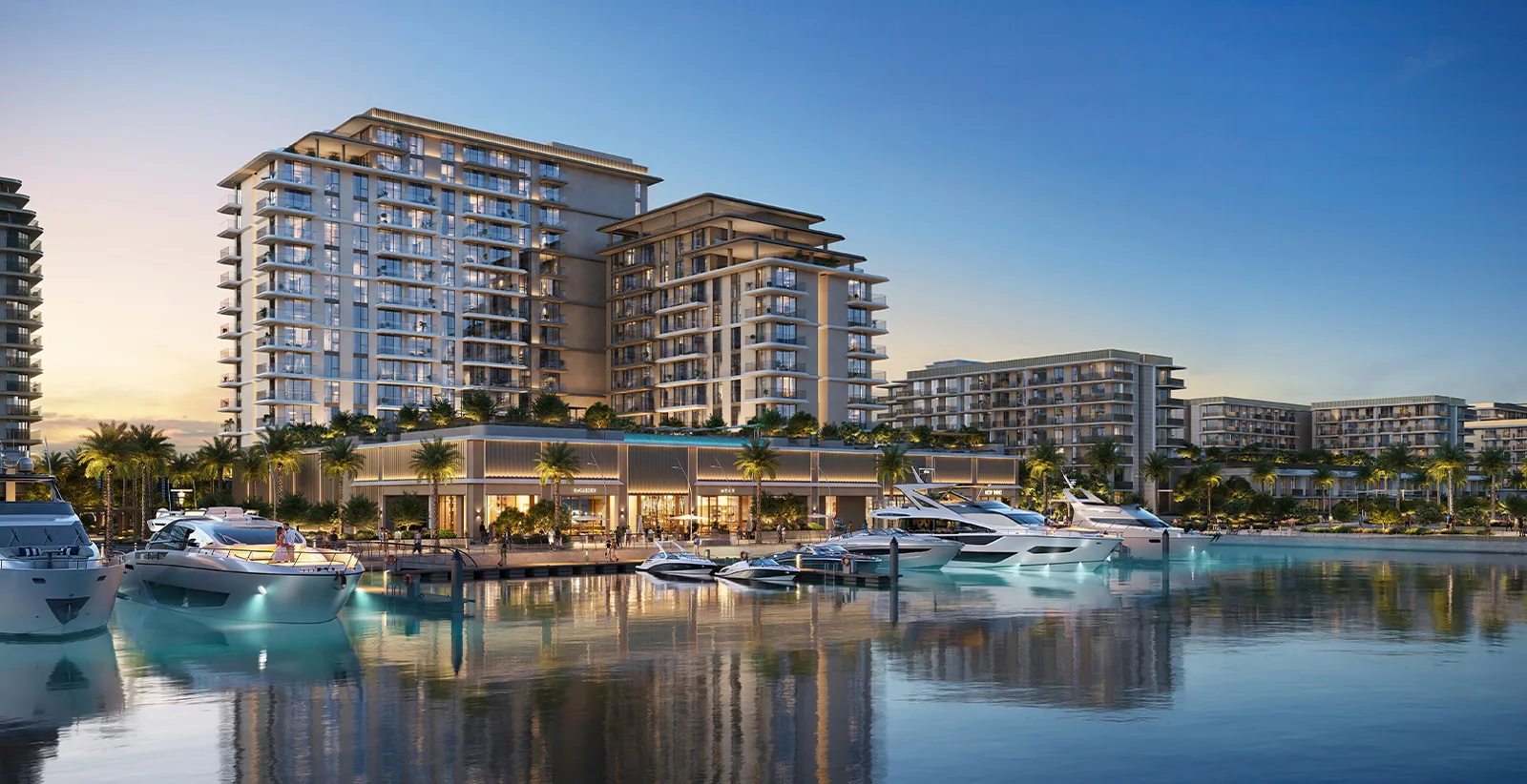 Aurea — wide marina lifestyle marketing still
