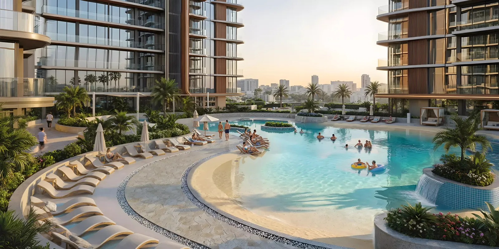 Azizi Jaddaf Beach Oasis — residential exterior marketing still
