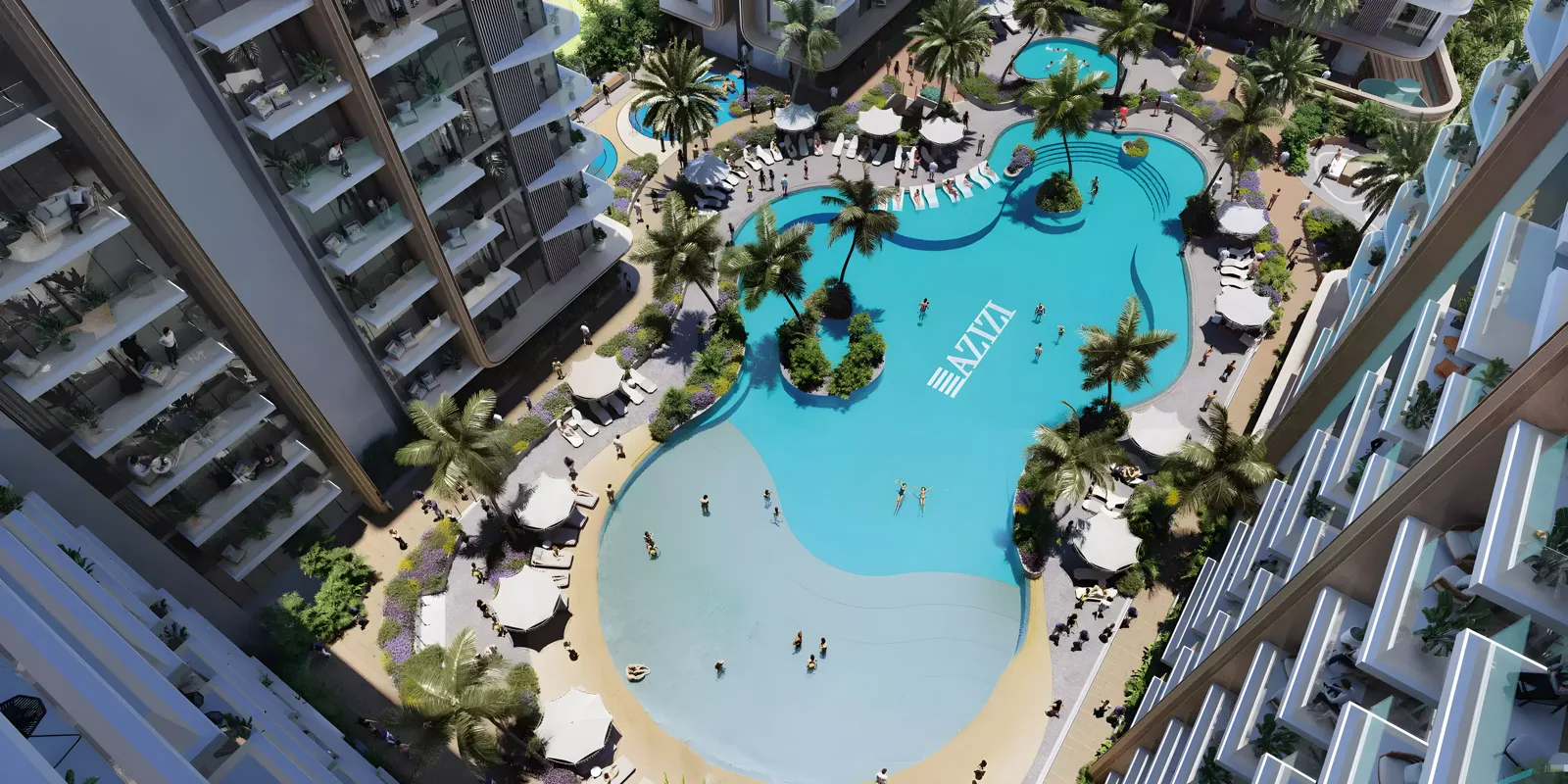 Azizi Jaddaf Beach Oasis — community exterior marketing still