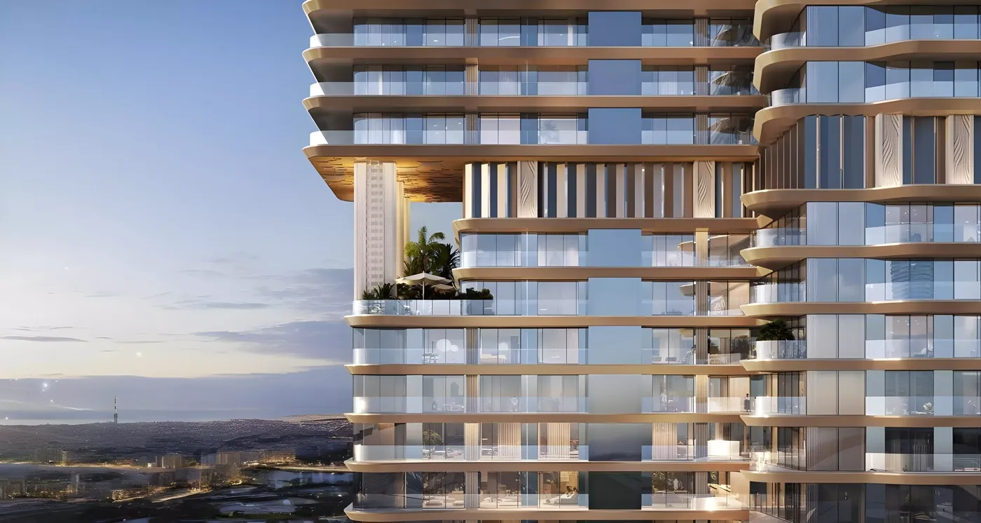 Azizi Milan — podium and amenity marketing still
