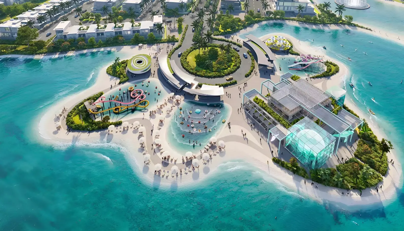 DAMAC Islands 2 parent — marketing still of lagoon-side low-rise homes (master context)