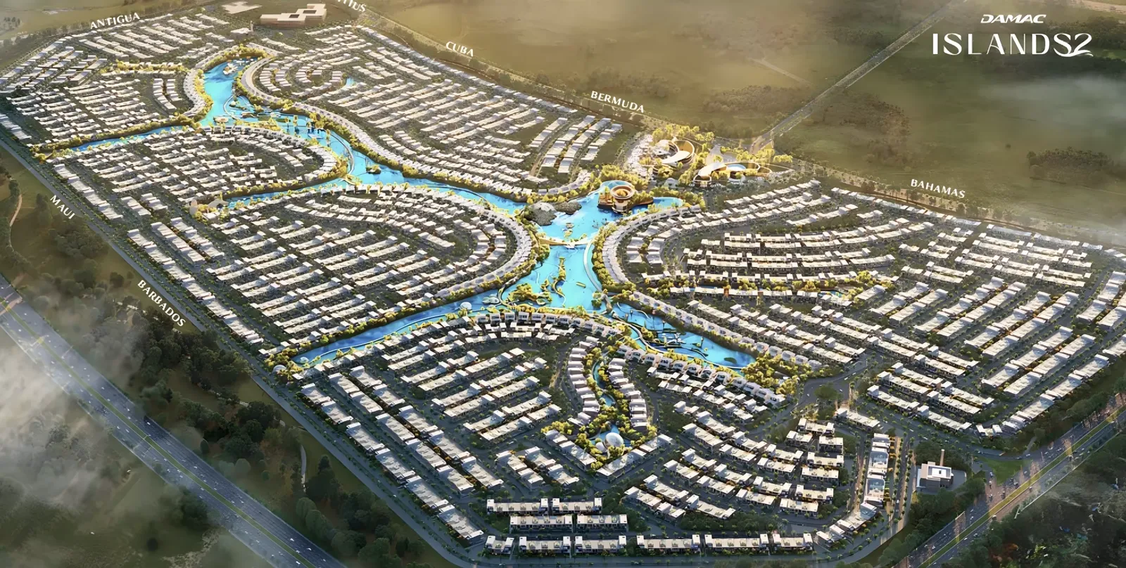 Barbados 2 — Property Finder masterplan marketing still within Damac Islands 2