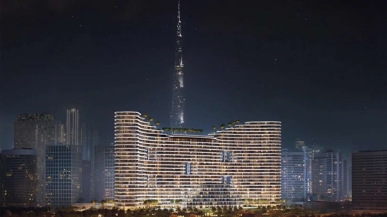 Binghatti Aquarise — exterior marketing still