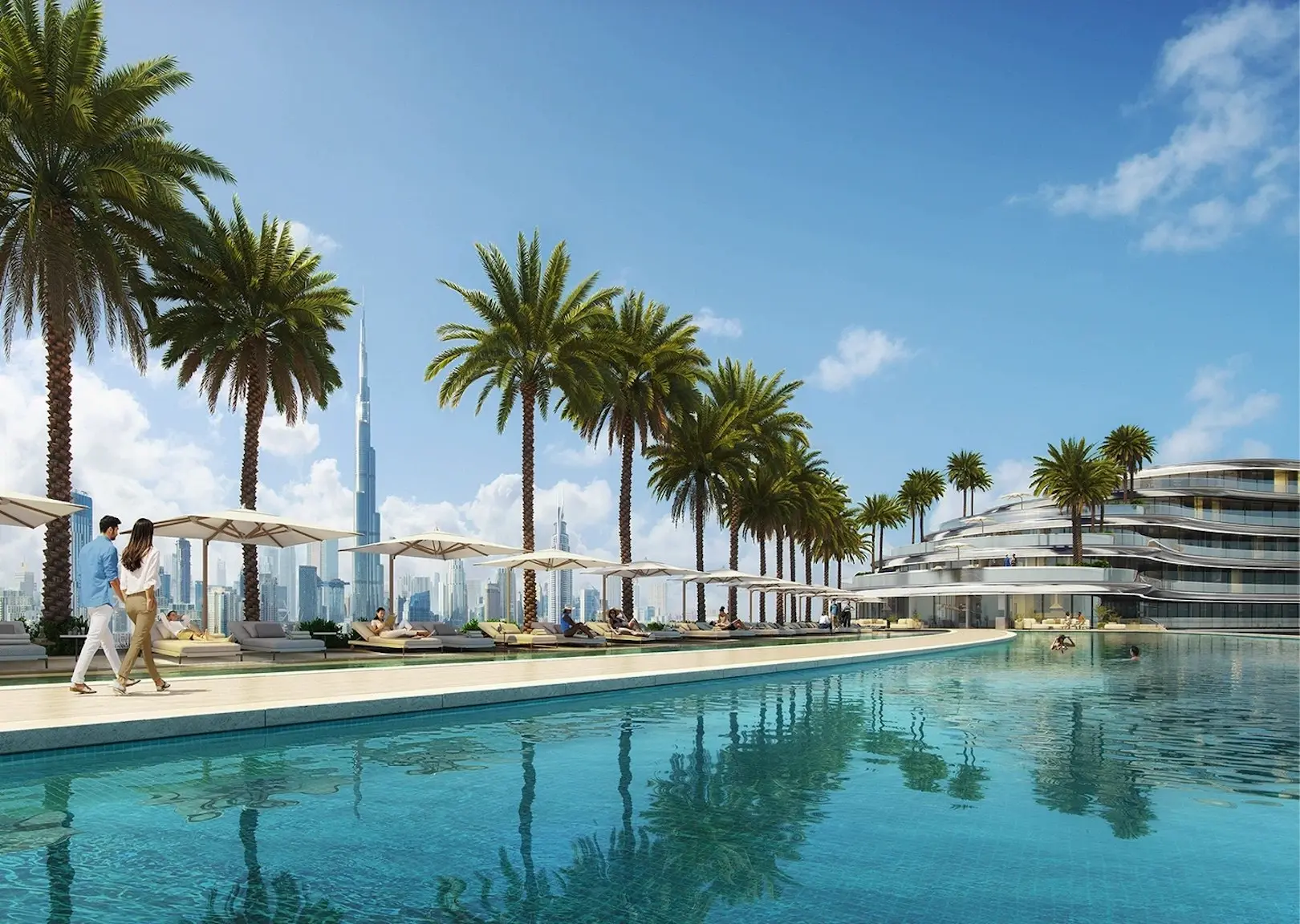 Binghatti Aquarise — pool amenity marketing still