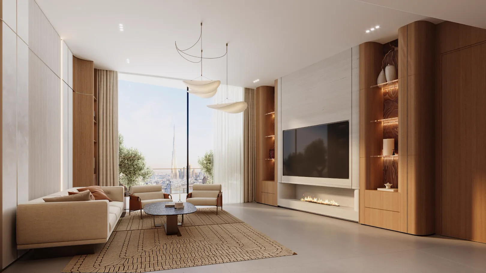 Binghatti Skyflame — living room marketing still