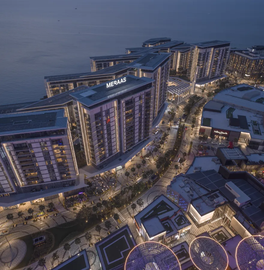 Bluewaters residences aerial at dusk — Meraas image