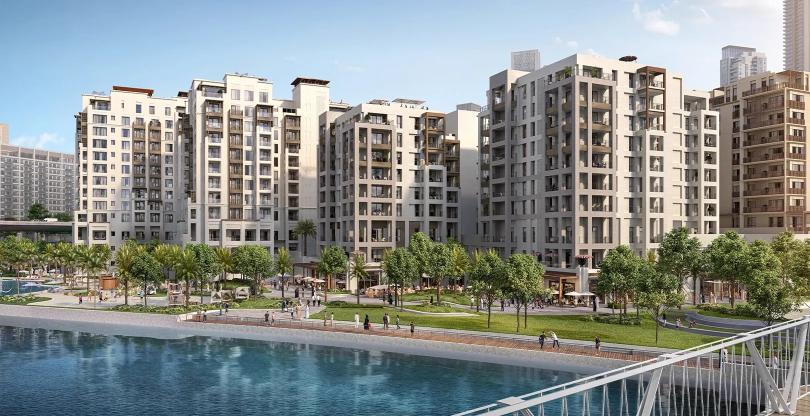 Cedar at Dubai Creek Harbour — waterfront and community marketing still