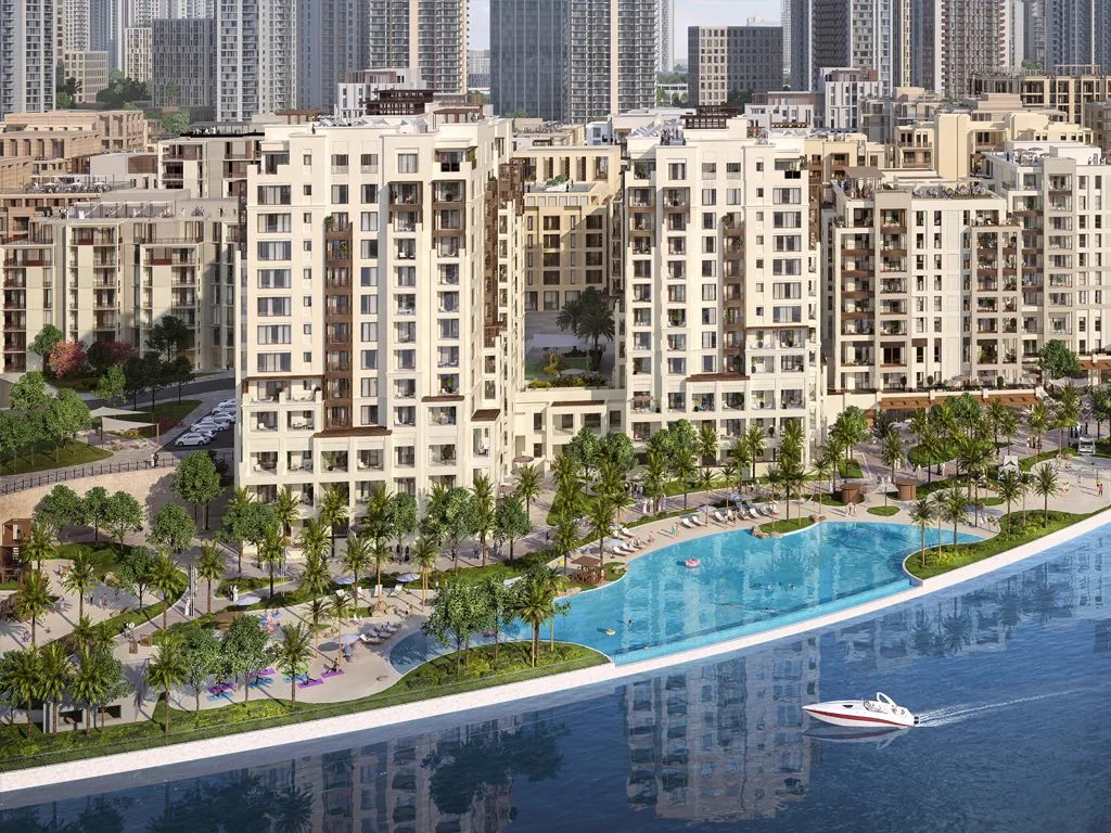 Cedar at Dubai Creek Harbour — exterior façade marketing render