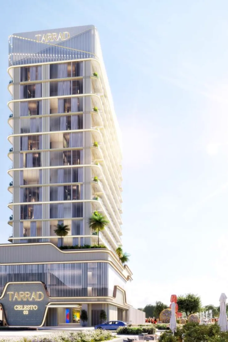 Celesto Three — street corner with TARRAD CELESTO 03 podium signage