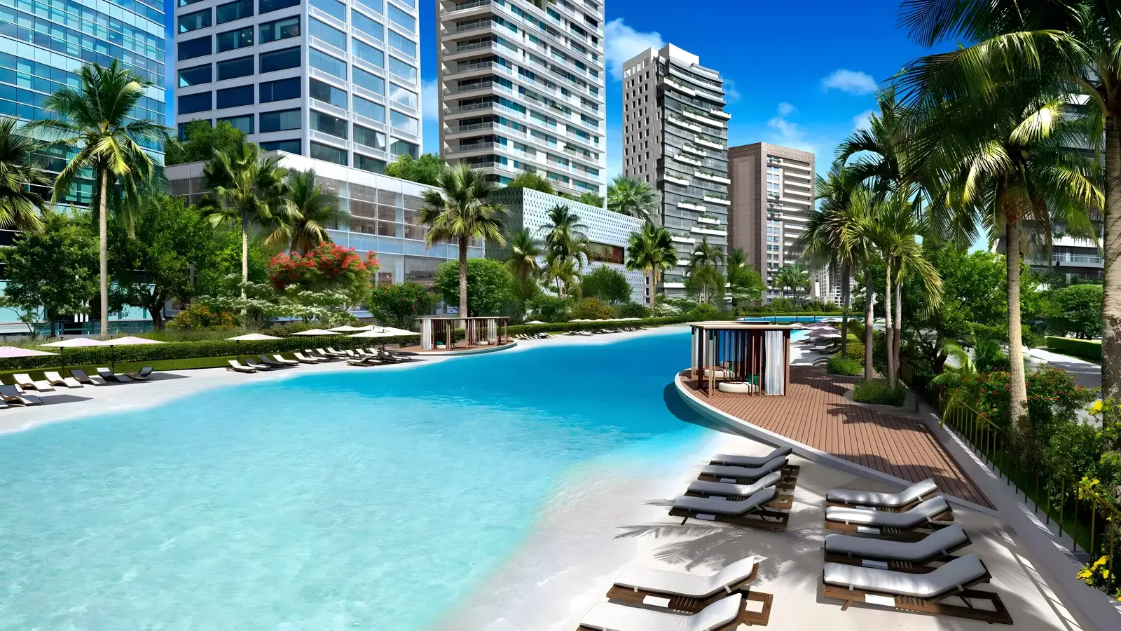 Leftover Property Finder / Projects Scout card for Chavelle by Imtiaz uses this Meydan Horizon crystal-lagoon campus still — not a named Chavelle tower