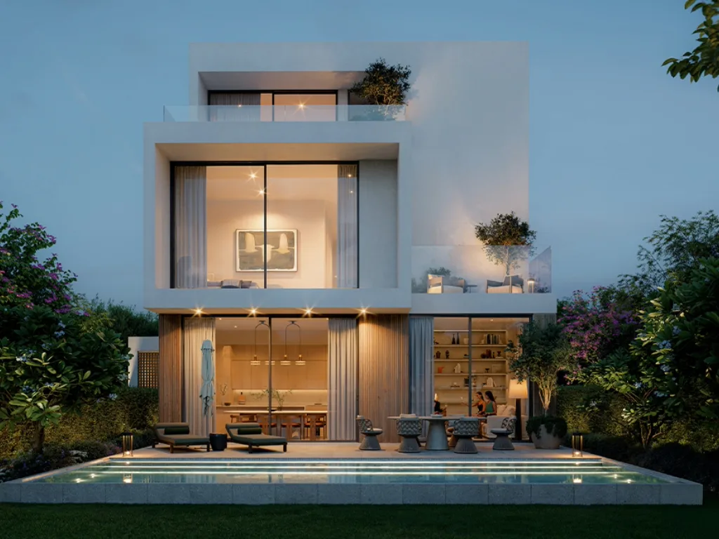 Chevalia Fields — pool terrace villa facade marketing still
