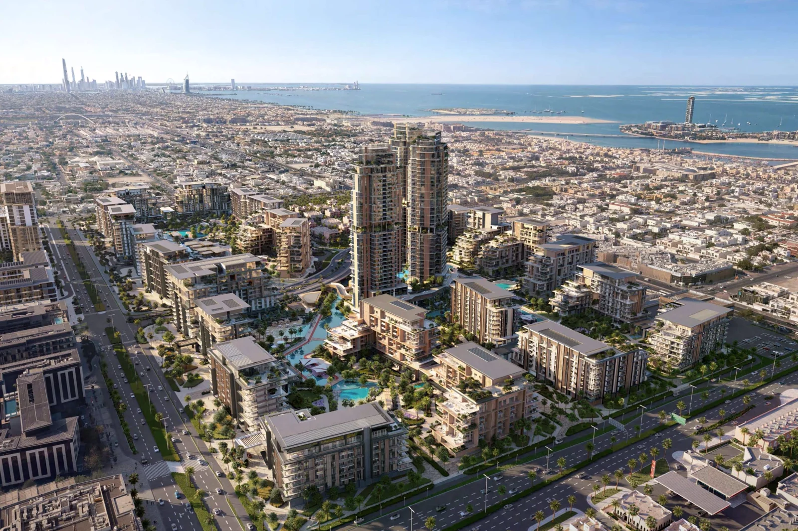 City Walk Phase 3 — masterplan aerial marketing still of Crestlane-era massing at City Walk