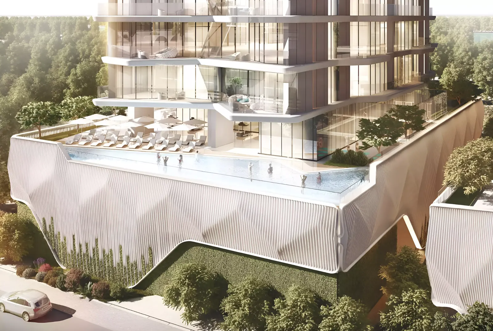 Coastal Haven — leftover Harbour card podium-pool crop of the same wave-wall building
