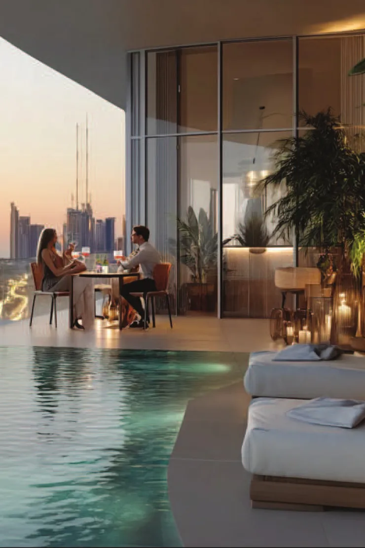 Coralis Grand Residences — Propsearch Sky Villa terrace pool looking toward Downtown