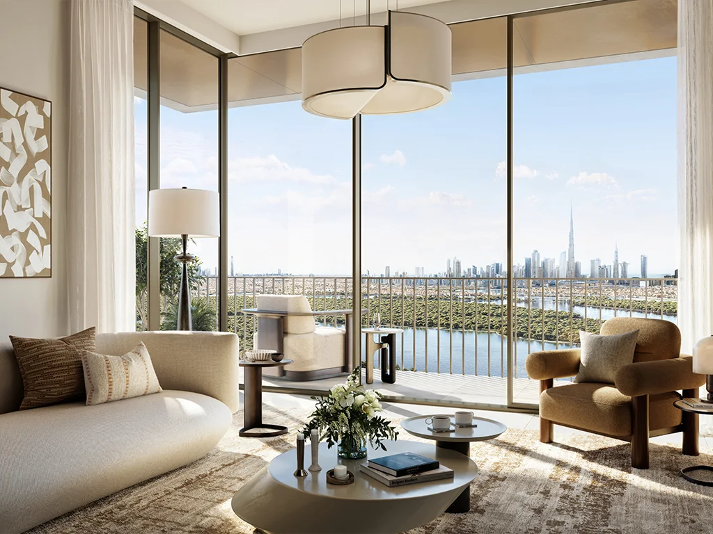 Creek Haven — interior living marketing render