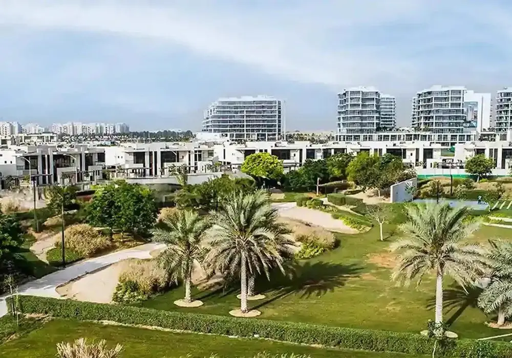 Lilac at DAMAC Hills — alternate crop of the DAMAC Hills park and residential context marketing still