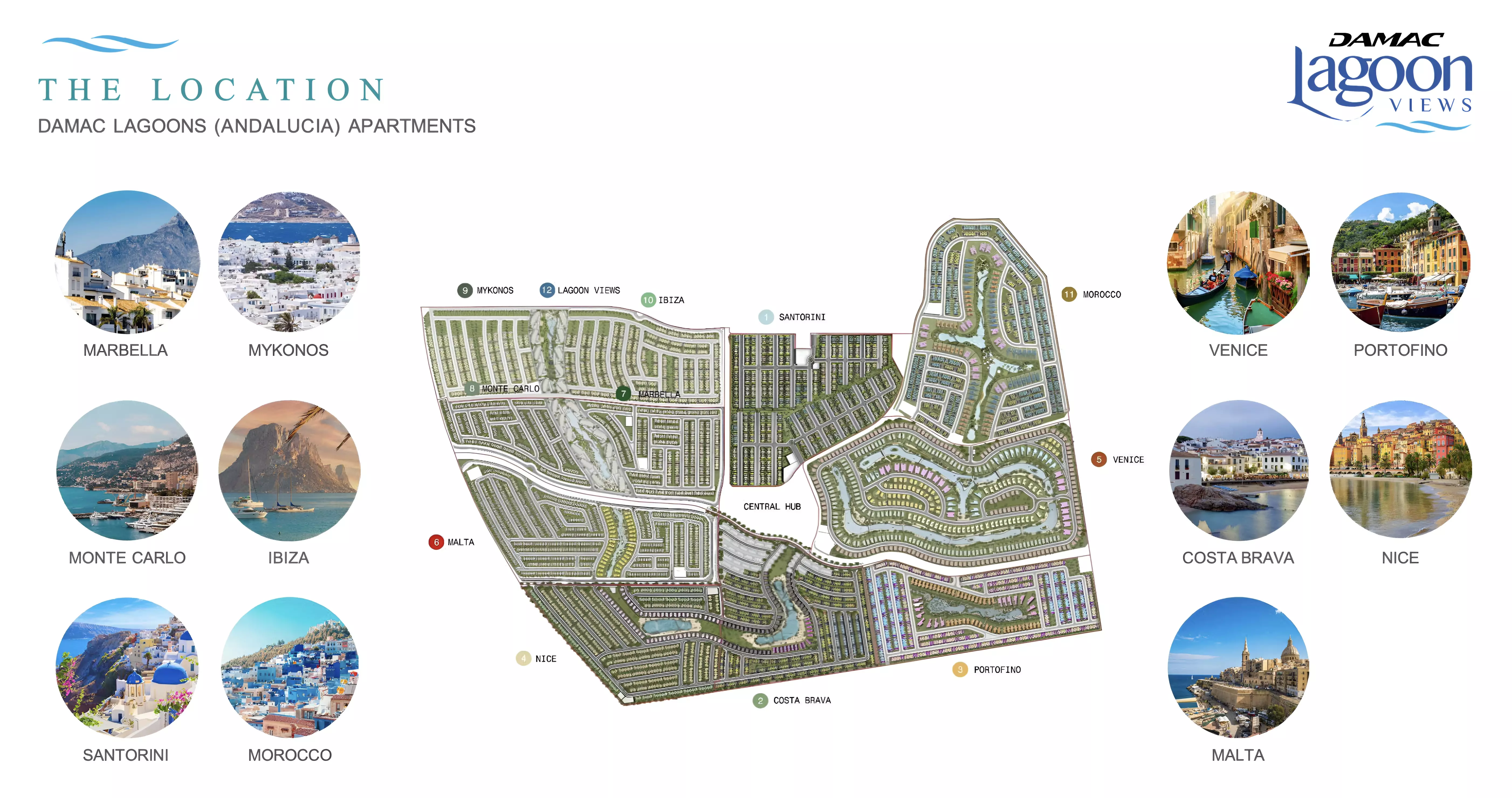 Damac Lagoon Views Andalucia — marketing masterplan graphic for the Lagoon Views / Andalucia pocket