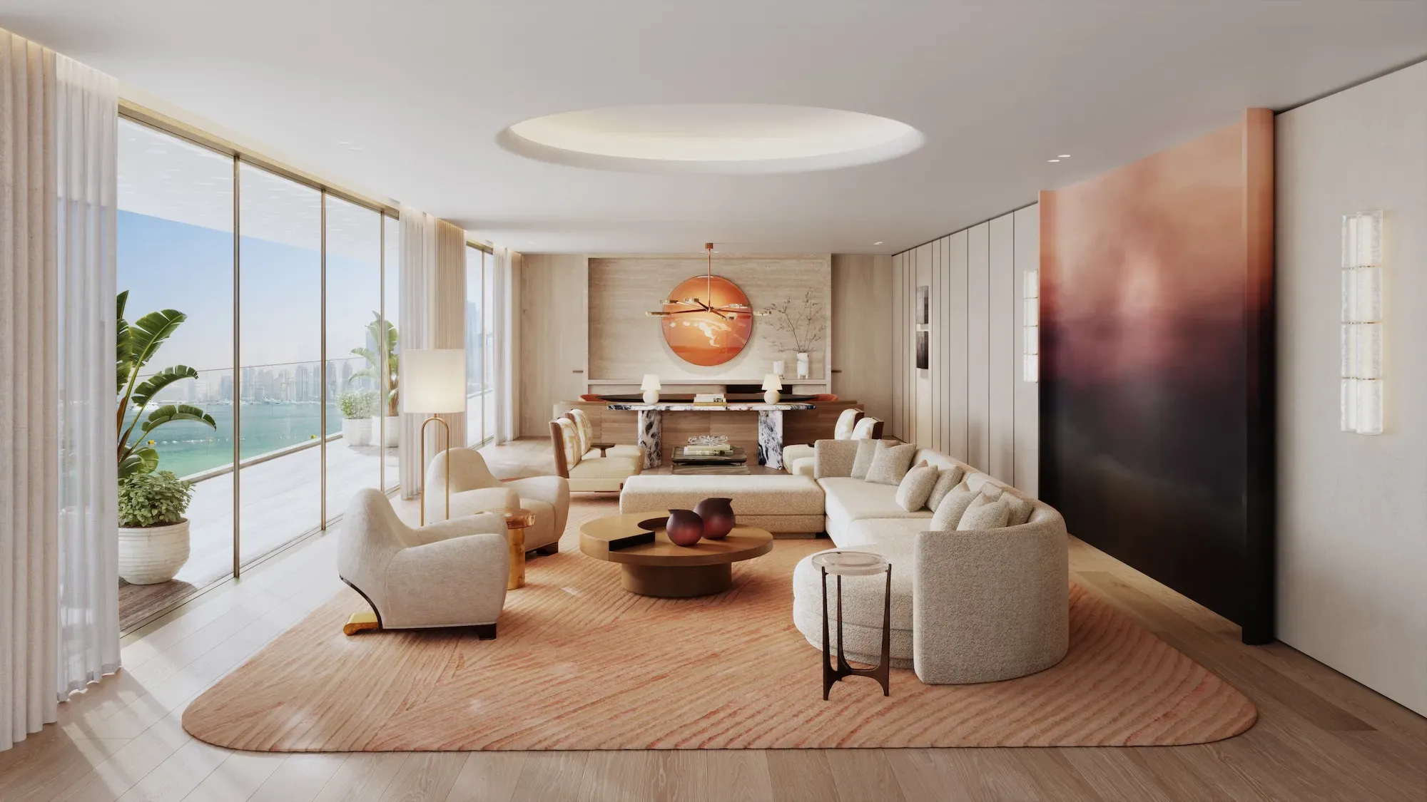 Dubai Harbour Residences — official rooftop lounge render labelled Area 3 / Building C