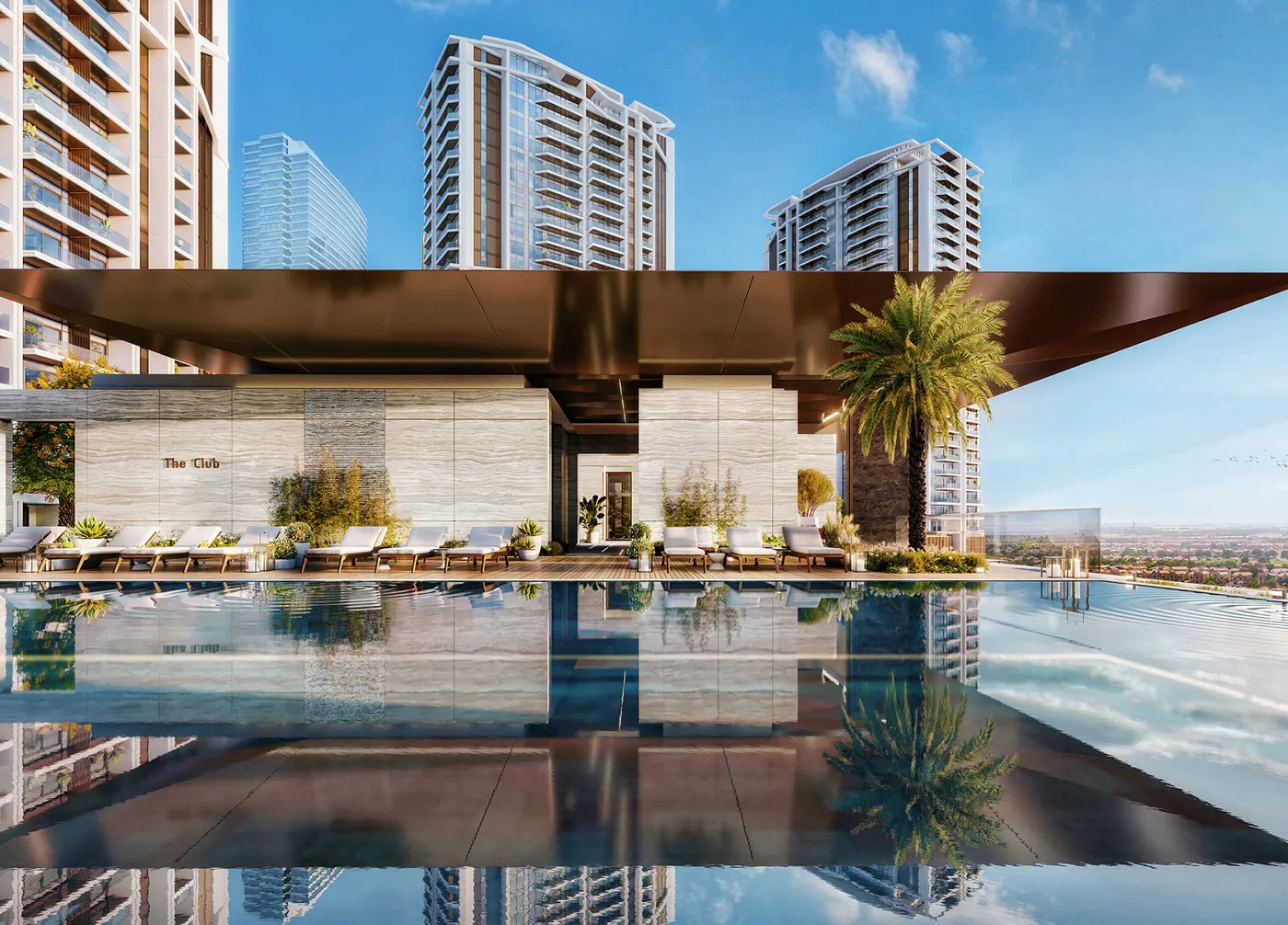 Eltiera Views — clubhouse pool deck marketing still from official microsite