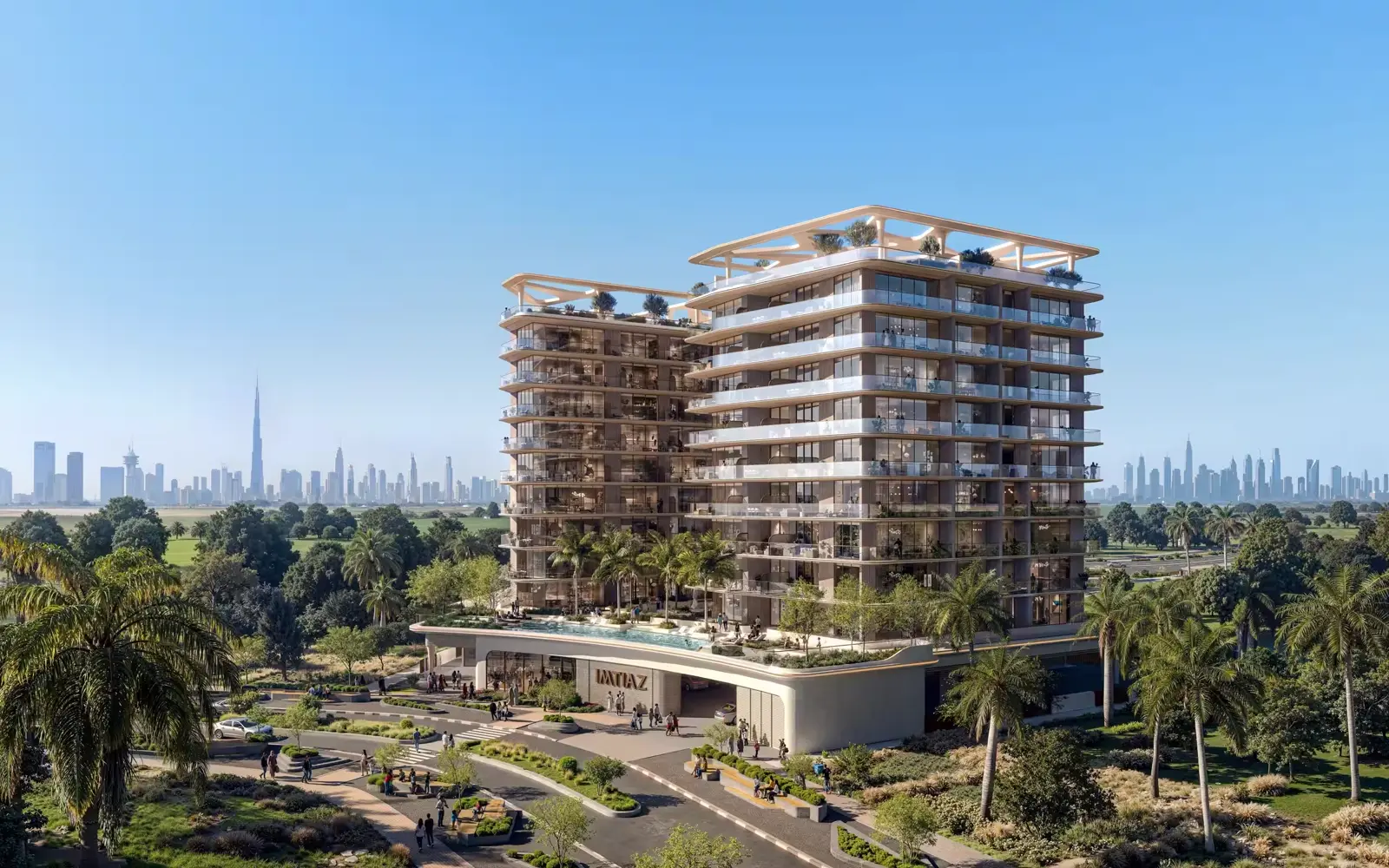 Enre Residence by Imtiaz — official exterior marketing still of building massing and landscaping