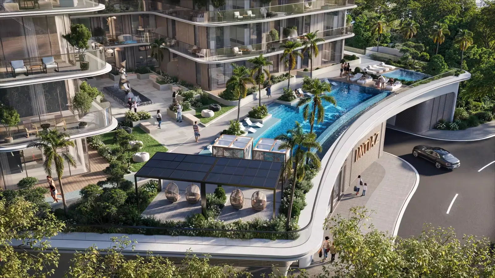 Enre Residence by Imtiaz — official exterior marketing still of residential volume and greenery