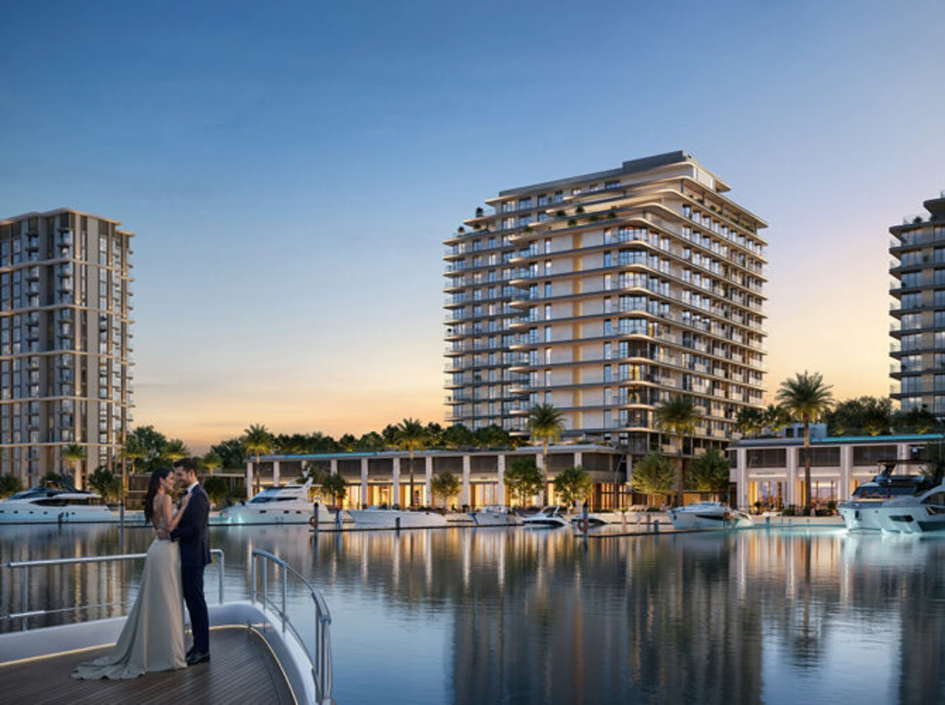 Fior 1 — single tower marina exterior marketing still