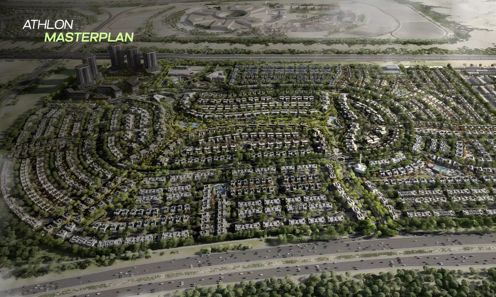 Athlon by Aldar masterplan marketing graphic (community context)