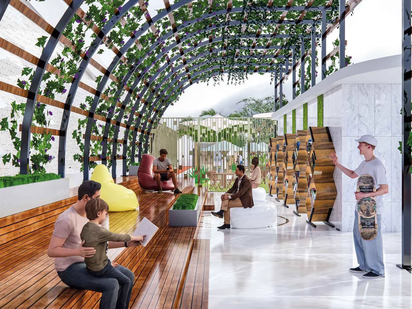 Greenz by Danube — outdoor social lounge amenity marketing render