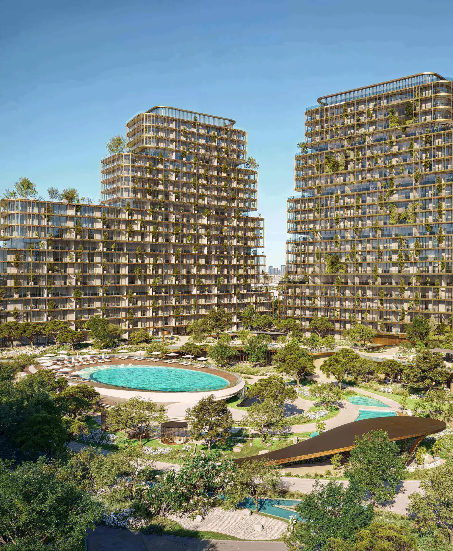 Hado by Beyond — official exterior still of the three-tower composition