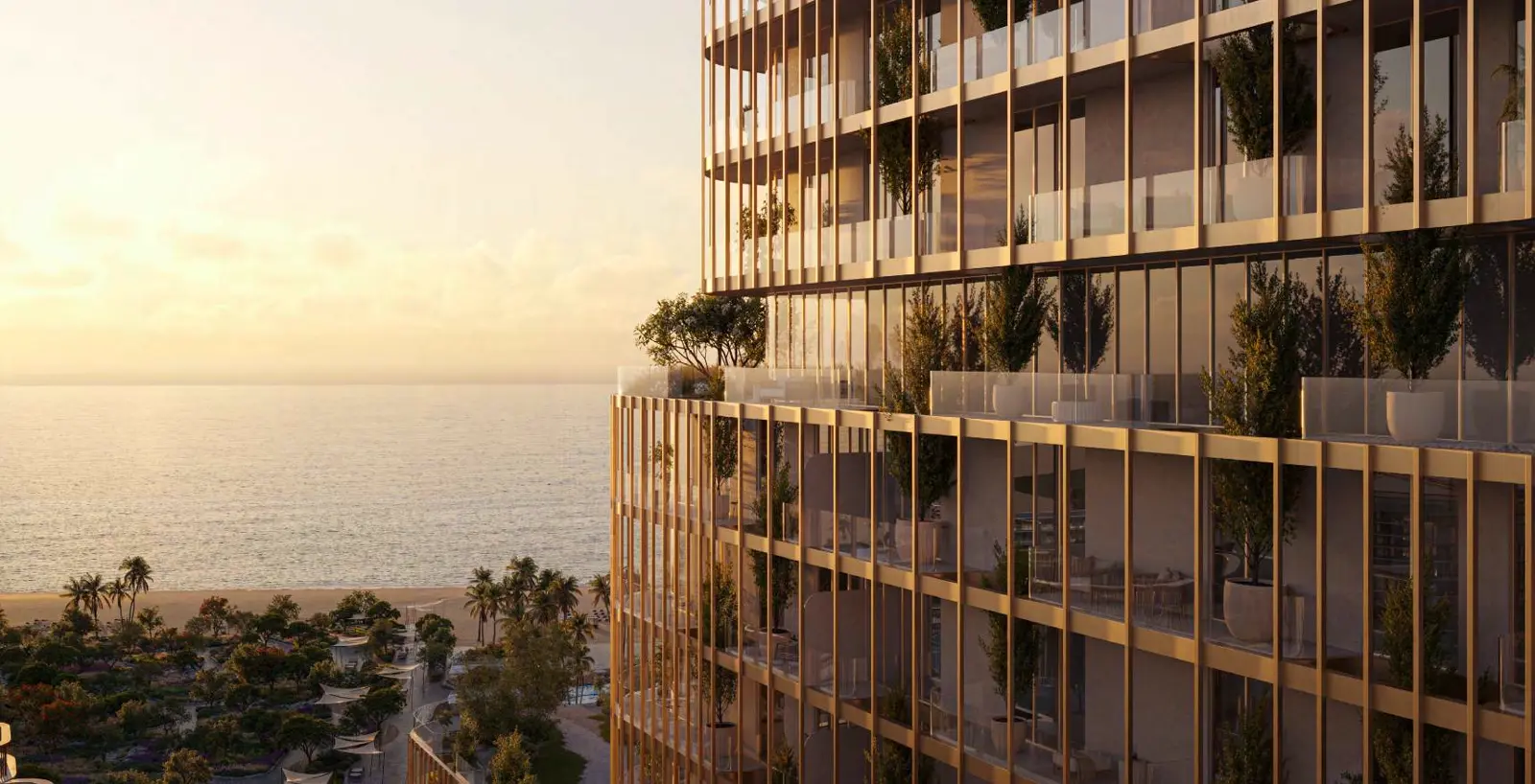 Hado by Beyond — façade and balcony marketing still at dusk