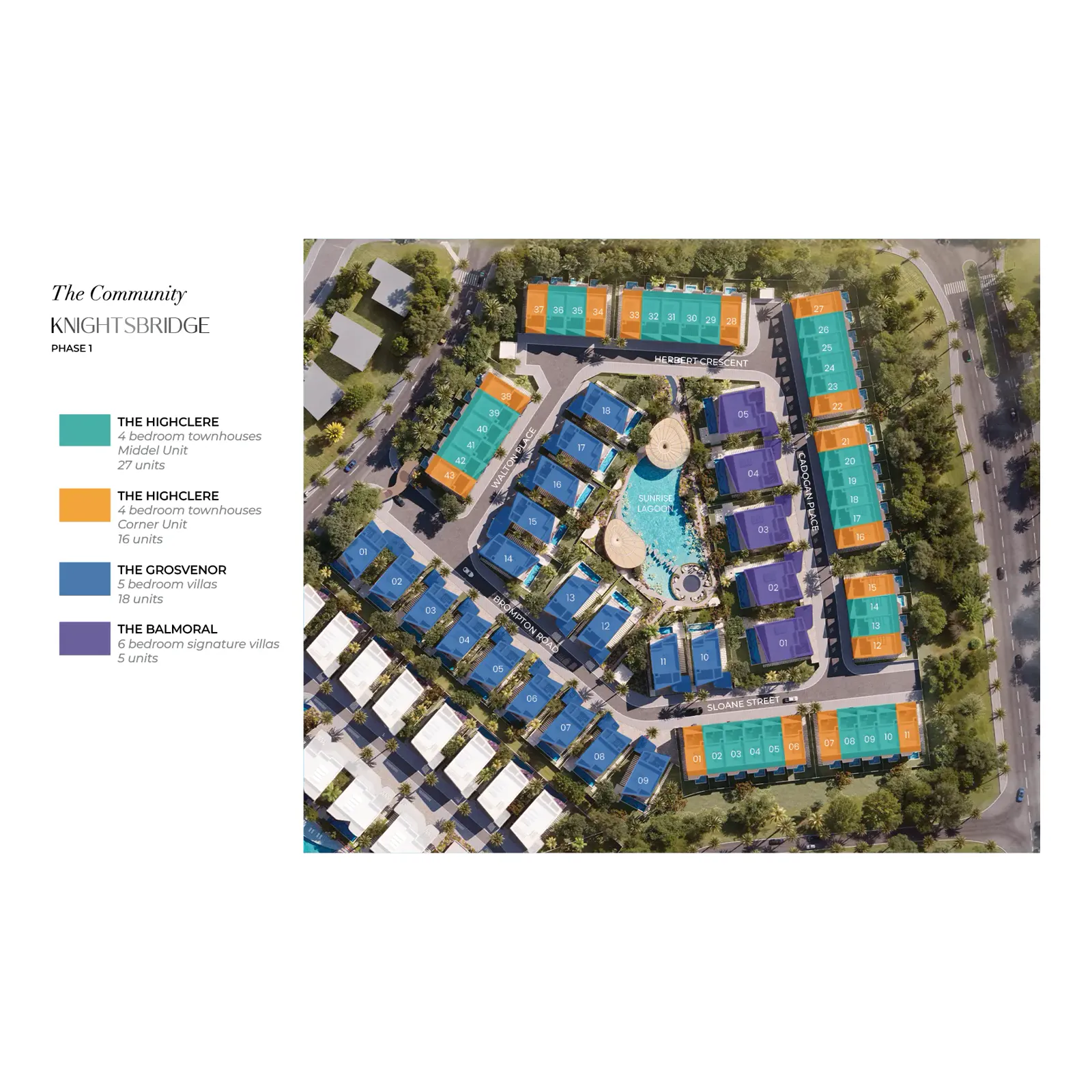 Knightsbridge Phase 1 — official cluster map marketing graphic