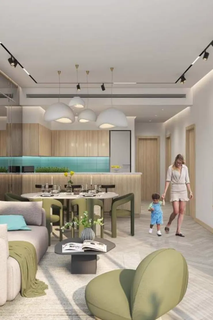 Lagoon Views 11 at DAMAC Lagoons — marketing exterior render of the Lagoon Views apartment product
