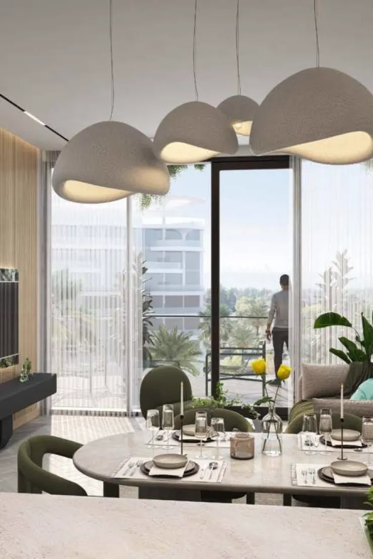Lagoon Views 11 at DAMAC Lagoons — marketing façade detail of multi-storey lagoon apartments