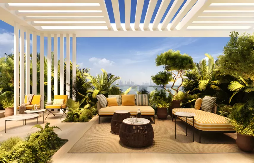 Le Château Piétrus — rooftop lounge terrace with city skyline view