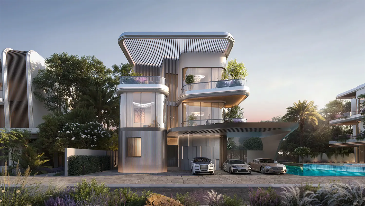 LEOS Royal — official marketing still of a larger villa front elevation