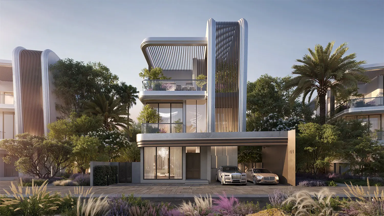 LEOS Royal — official marketing still of a villa front elevation