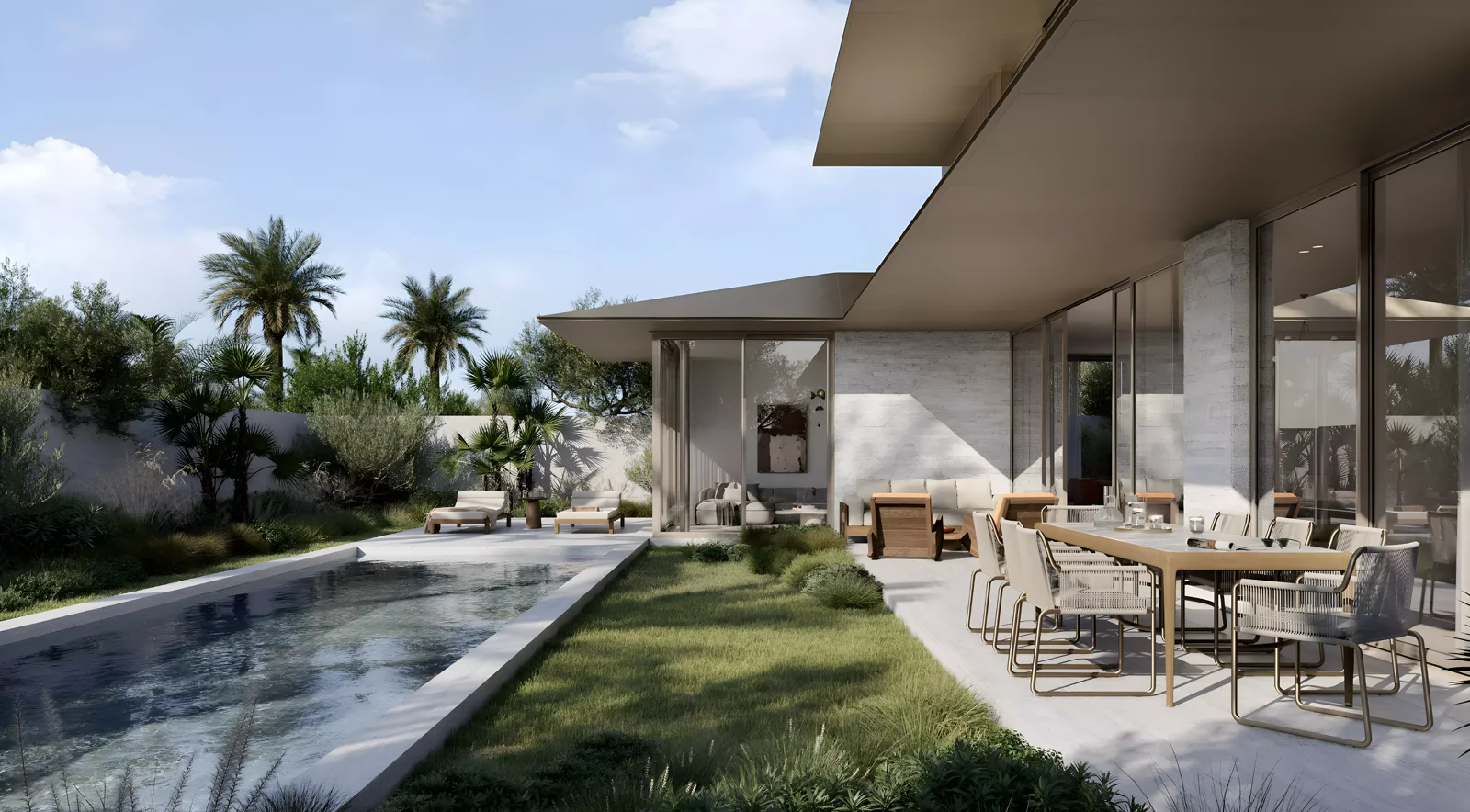 Maia Villas Eden Hills — Property Finder product gallery courtyard and pool marketing still