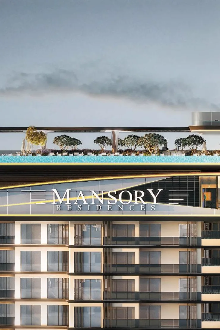 Mansory Residences — MANSORY RESIDENCES sign under a rooftop pool edge