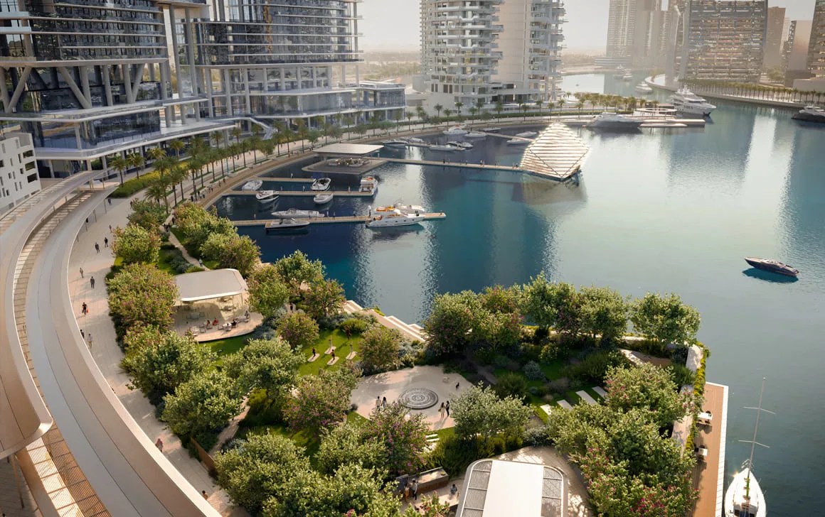 Marasi Bay Island — Omniyat secondary amenity / waterfront marketing still